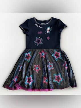 LOL Surprise Star Dress Girls Size 6/6X Black Glitter Skater Party Dress